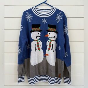 Tipsy Elves Blue and Gray Snowman Crewneck Sweater